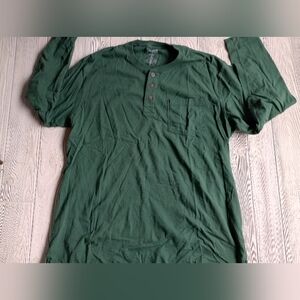 Duluth Trading Co Longtail T Long Sleeve Henleys XL Green Pocket Ts
